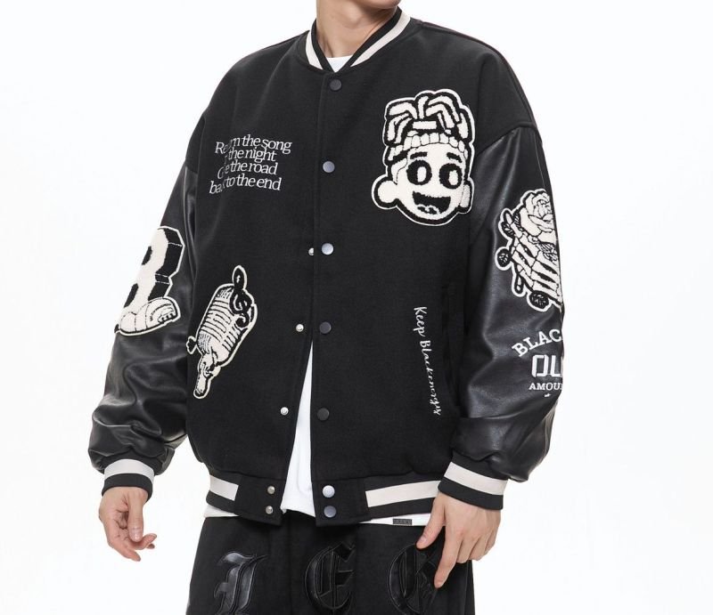 画像7: hip hop boy embroidery baseball jackets baseball uniform jacket blouson ユニセッ クス男女兼用ヒップホップボーイ刺繍スタジアムジャンパー スタジャン ジャケットブルゾン (7)