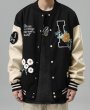 画像4: letter & flower embroidery baseball jackets baseball uniform jacket blouson　ユニセッ クス男女兼用レター&フラワー刺繍スタジアムジャンパー スタジャン ジャケットブルゾン (4)