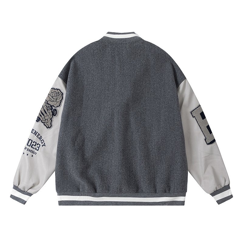 画像4: hip hop boy embroidery baseball jackets baseball uniform jacket blouson ユニセッ クス男女兼用ヒップホップボーイ刺繍スタジアムジャンパー スタジャン ジャケットブルゾン (4)