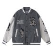 画像2: hip hop boy embroidery baseball jackets baseball uniform jacket blouson　ユニセッ クス男女兼用ヒップホップボーイ刺繍スタジアムジャンパー スタジャン ジャケットブルゾン (2)