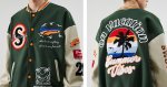 画像11: tropical phoenix  embroidery baseball jackets baseball uniform jacket blouson　ユニセッ クス男女兼用フェニックス刺繍スタジアムジャンパー スタジャン ジャケットブルゾン (11)