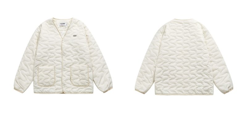 画像3: V neck quilted jacket Coat halfCoat 　ユニセックス男女兼用キルティングVネックハーフコート ジャケット (3)