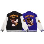 画像5:  men's black angel jacket baseball uniform jacket blouson　ユニセッ クス男女兼用ブラックエンジェル刺繍ジャケットスタジアムジャンパー スタジャン ジャケットブルゾン (5)