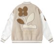 画像1: flower embroidery jacket baseball uniform jacket blouson　ユニセッ クス男女兼用フラワー刺繍ジャケットスタジアムジャンパー スタジャン ジャケットブルゾン (1)