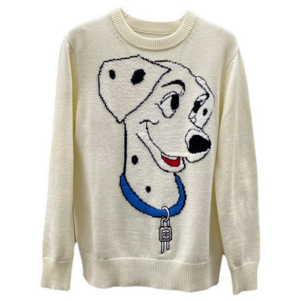 画像1: 101 Dalmatians Print sweater PULLOVER SWEATER Knit  　101匹わんちゃんプリント丸首ラウンドネックセーターニット (1)