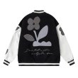 画像2: flower embroidery jacket baseball uniform jacket blouson　ユニセッ クス男女兼用フラワー刺繍ジャケットスタジアムジャンパー スタジャン ジャケットブルゾン (2)