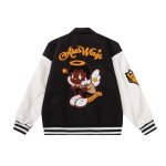 画像2:  men's black angel jacket baseball uniform jacket blouson　ユニセッ クス男女兼用ブラックエンジェル刺繍ジャケットスタジアムジャンパー スタジャン ジャケットブルゾン (2)