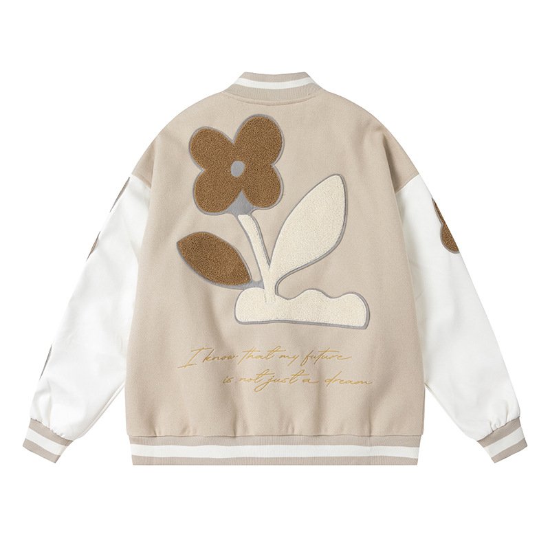 画像7: flower embroidery jacket baseball uniform jacket blouson ユニセッ クス男女兼用フラワー刺繍ジャケットスタジアムジャンパー スタジャン ジャケットブルゾン (7)