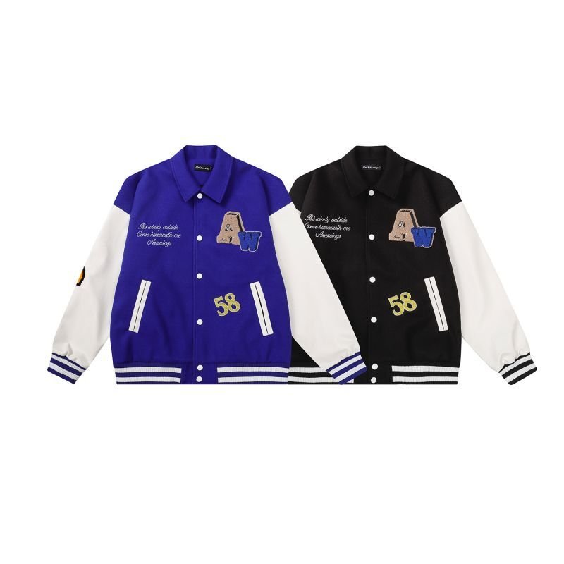 画像6:  men's black angel jacket baseball uniform jacket blouson ユニセッ クス男女兼用ブラックエンジェル刺繍ジャケットスタジアムジャンパー スタジャン ジャケットブルゾン (6)