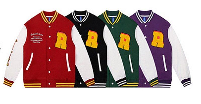 画像7: R emblem all-star circle logo embroidery jacket baseball uniform jacket blouson　ユニセッ クス男女兼用Rエンブレムオールスターサークルロゴ刺繍ジャケットスタジアムジャンパー スタジャン ジャケットブルゾン (7)