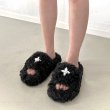 画像10:  cross pin fur sandals slippers 　クロスピン付きモコモコファーサンダルスリッパ    (10)