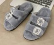 画像4: crystal bijou fur sandals slippers 　クリスタルビジュー付きモコモコファーサンダルスリッパ    (4)