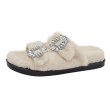 画像1: crystal bijou fur sandals slippers 　クリスタルビジュー付きモコモコファーサンダルスリッパ    (1)