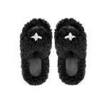 画像6:  cross pin fur sandals slippers 　クロスピン付きモコモコファーサンダルスリッパ    (6)