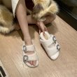 画像7: crystal bijou fur sandals slippers 　クリスタルビジュー付きモコモコファーサンダルスリッパ    (7)