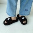 画像2:  cross pin fur sandals slippers 　クロスピン付きモコモコファーサンダルスリッパ    (2)