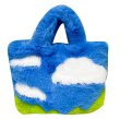 画像1: Blue Sky White Cloud Grass fur tote shoulder hand bag　ブルースカイ＆クラウド&グラスファートートショルダーバッグ (1)