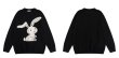 画像3: RABBIT KNIT PULLOVER SWEATER Knit  　ラビットウサギ編み込み丸首ラウンドネックセーターニット (3)