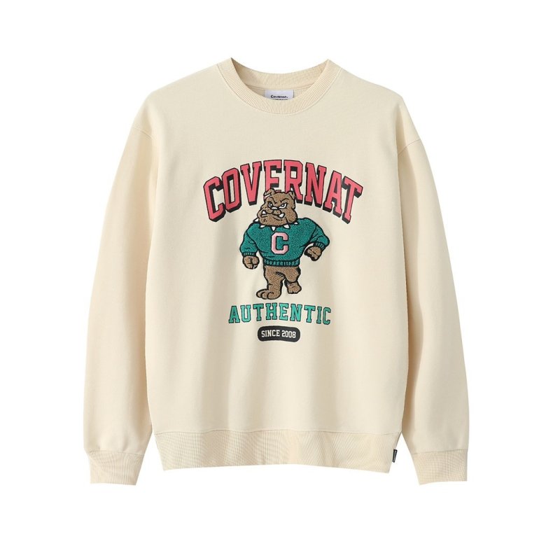 画像3: bulldog dog embroidery PULLOVER SWEATER 　男女兼用ユニセックスブルドッグ 犬刺繍丸首ラウンドネックプルオーバートレーナ (3)