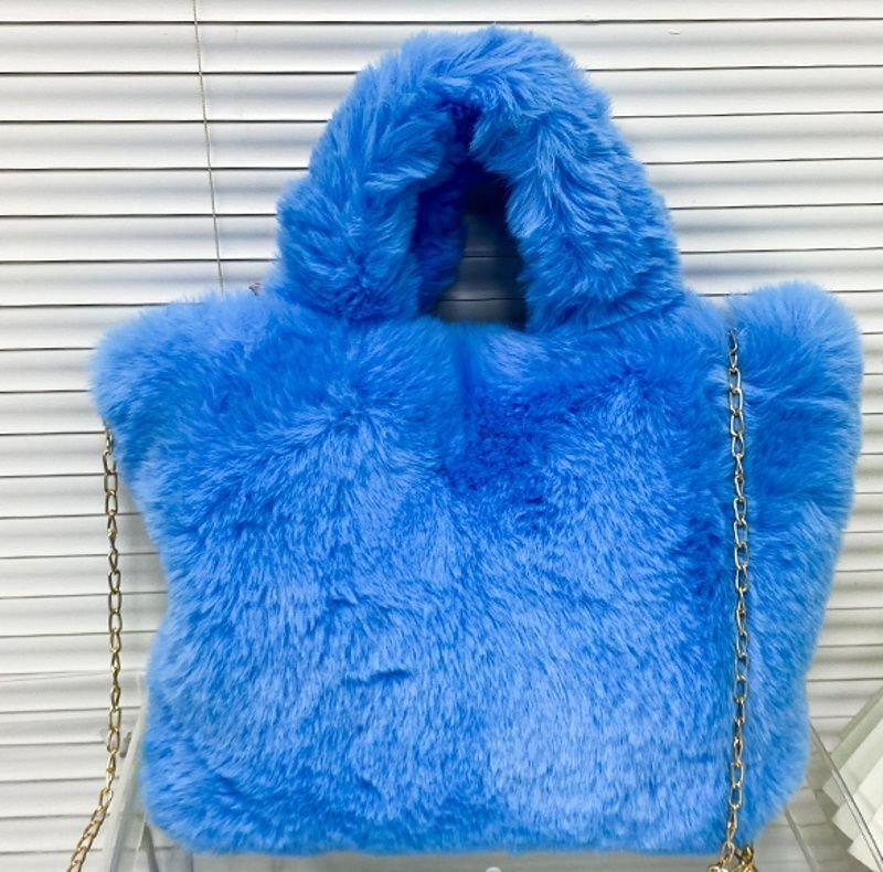 画像3: Blue Sky White Cloud Grass fur tote shoulder hand bag ブルースカイ&クラウド&グラスファートートショルダーバッグ (3)