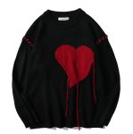 画像1: Unisex heart applique Heart Choice sweater knit  ユニセックス 男女兼用 ハートアップリケ セーター ニット  (1)