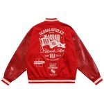 画像1: Alphabet logo embroidery stand collar jacket baseball uniform jacket blouson　ユニセッ クス男女兼用アルファベットロゴ刺繍ジャケットスタジアムジャンパー スタジャン ジャケットブルゾン (1)