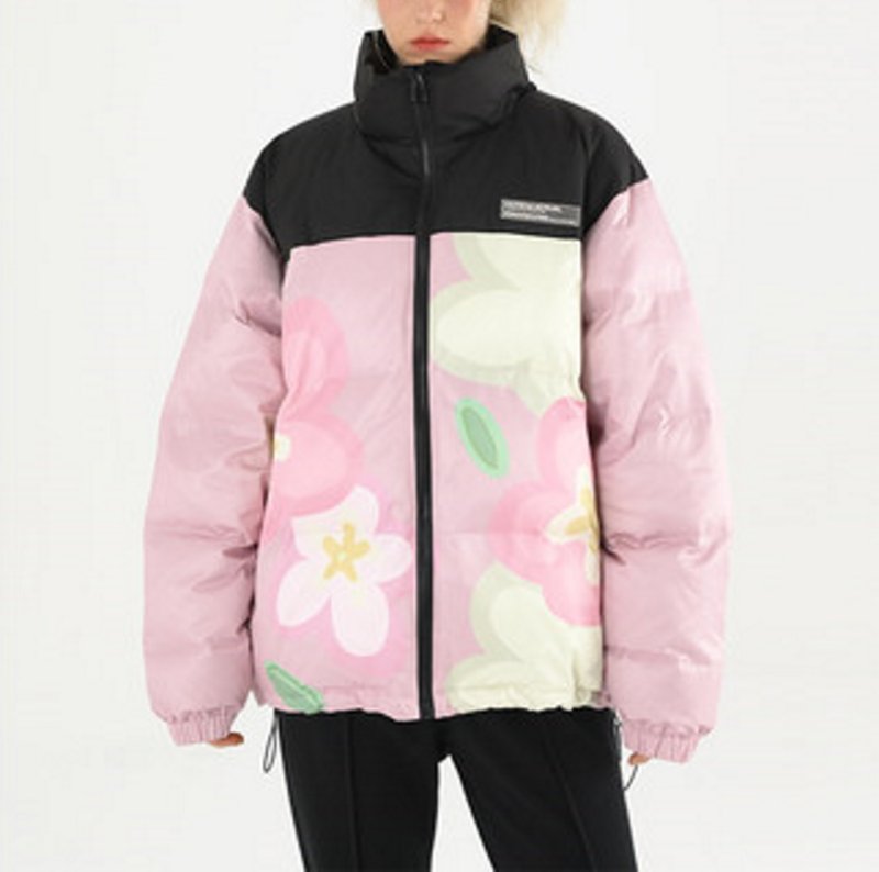 画像6: harsh and cruel flower full-width print downjacket blouson ユニセッ クス男女兼用キュートフラワーペイントダウンジャケットブルゾンコート (6)