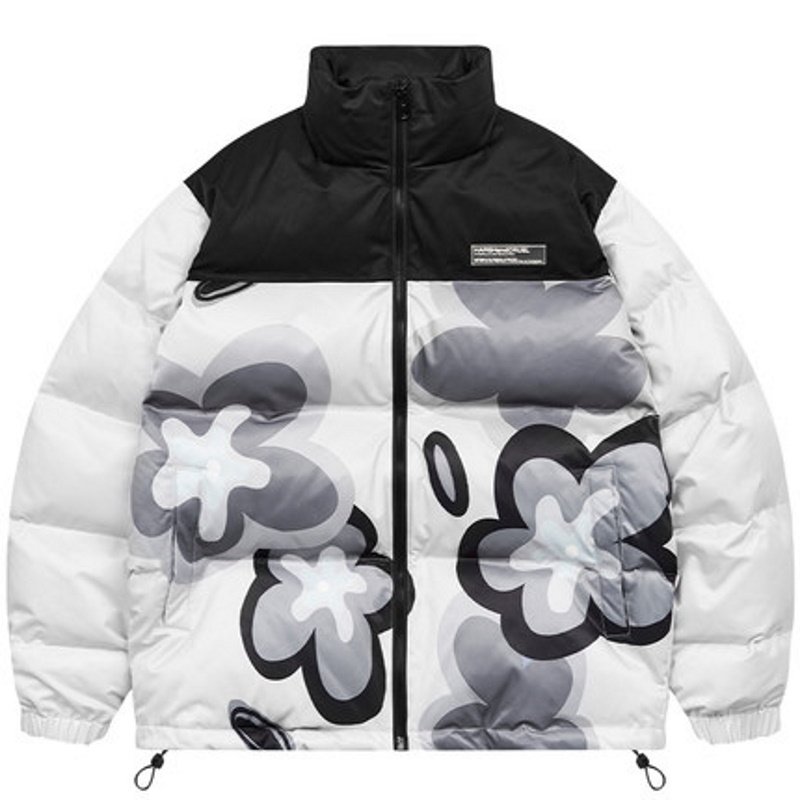 画像3: harsh and cruel flower full-width print downjacket blouson ユニセッ クス男女兼用キュートフラワーペイントダウンジャケットブルゾンコート (3)