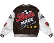 画像2: alphabet towel embroidered jacket baseball uniform jacket blouson　ユニセッ クス男女兼用アルファベットロゴ刺繍ジャケットスタジアムジャンパー スタジャン ジャケットブルゾン (2)