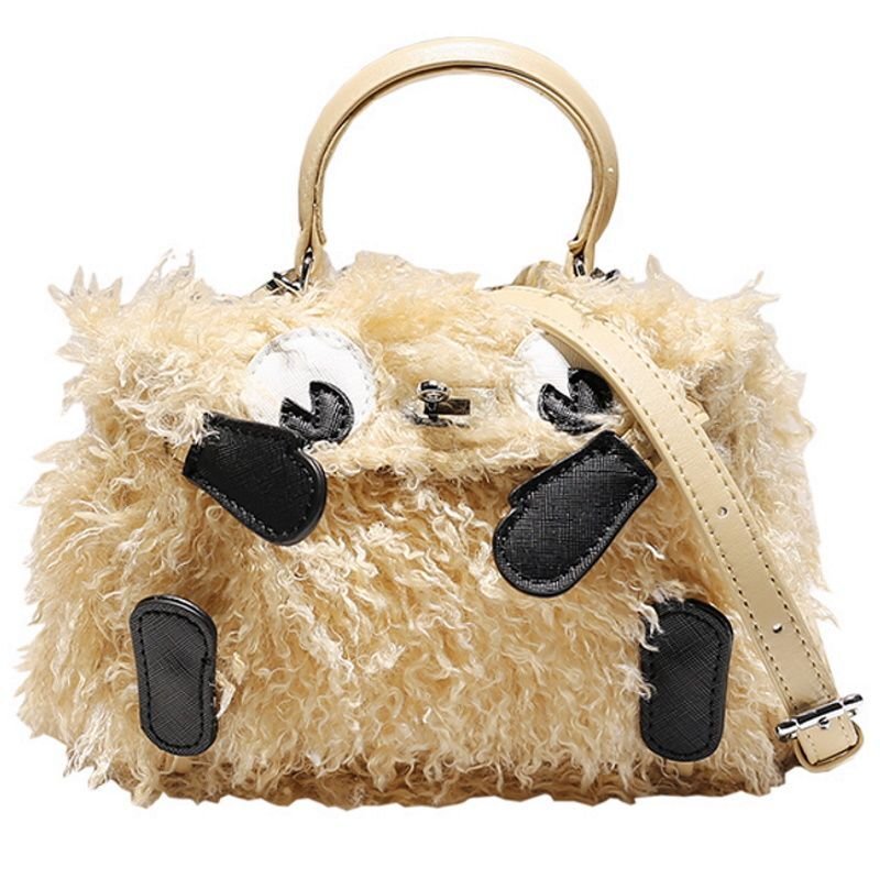 画像2: plush little monster fur tote shoulder hand bag doll bag リトルモンスターファートートショルダーバッグ (2)