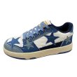 画像2:  Men's star patchwork LACE-UP LEATHER low-TOP SNEAKERS  shoes 　ユニセックス男女兼用デニムスター星パッチワーク付きレースアップスニーカー カジュアル シューズ (2)