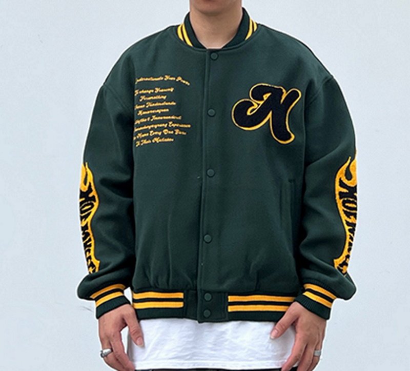 画像8: jesus and skateboard embroidery jacket baseball uniform jacket blouson ユニセッ クス男女兼用ジーザス&スケートボード刺繍ジャケットスタジアムジャンパー スタジャン ジャケットブルゾン (8)