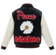 画像2: daisy embroidery high street jacket baseball uniform jacket blouson　ユニセッ クス男女兼用デイジーフラワー刺繍ジャケットスタジアムジャンパー スタジャン ジャケットブルゾン (2)