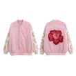 画像4: big flowerembroidery high street jacket baseball uniform jacket blouson　ユニセッ クス男女兼用ビッグフラワーフラワー刺繍ジャケットスタジアムジャンパー スタジャン ジャケットブルゾン (4)