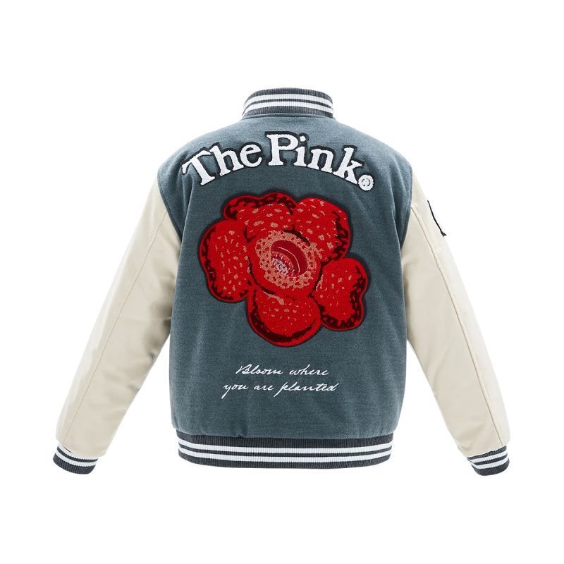 画像8: big flowerembroidery high street jacket baseball uniform jacket blouson ユニセッ クス男女兼用ビッグフラワーフラワー刺繍ジャケットスタジアムジャンパー スタジャン ジャケットブルゾン (8)