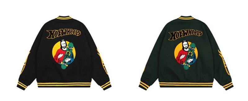 画像5: jesus and skateboard embroidery jacket baseball uniform jacket blouson ユニセッ クス男女兼用ジーザス&スケートボード刺繍ジャケットスタジアムジャンパー スタジャン ジャケットブルゾン (5)