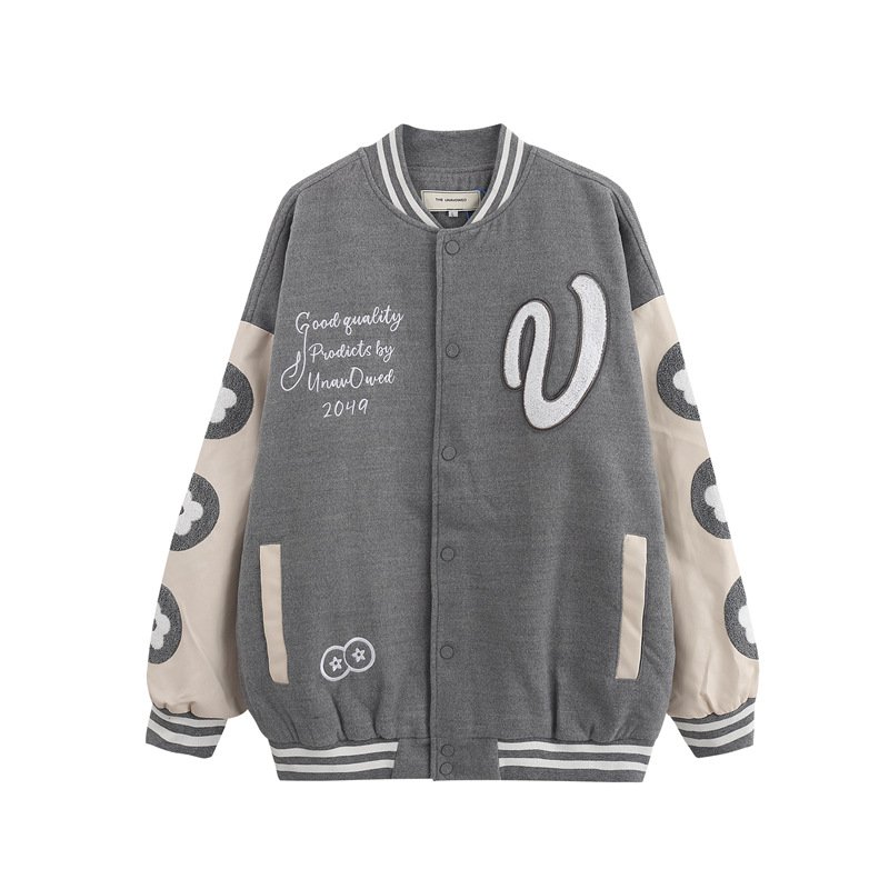 画像5: big flowerembroidery high street jacket baseball uniform jacket blouson ユニセッ クス男女兼用ビッグフラワーフラワー刺繍ジャケットスタジアムジャンパー スタジャン ジャケットブルゾン (5)