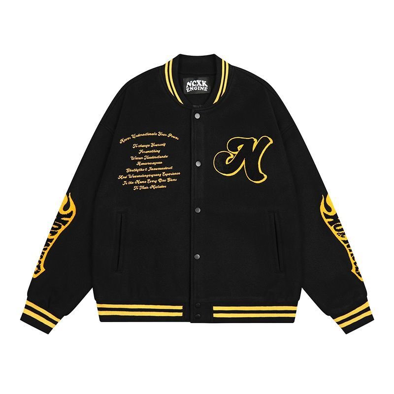 画像3: jesus and skateboard embroidery jacket baseball uniform jacket blouson ユニセッ クス男女兼用ジーザス&スケートボード刺繍ジャケットスタジアムジャンパー スタジャン ジャケットブルゾン (3)