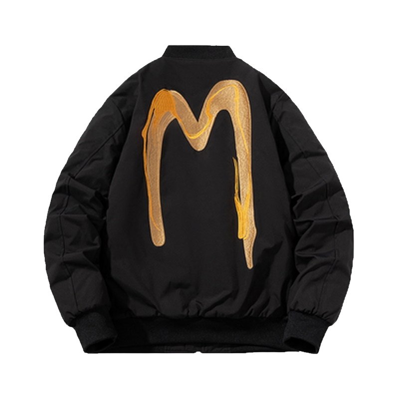 画像2: Back graphic M print bomber jacket blouson jacket baseball uniform jacket blouson　ユニセックス男女兼用バックMグラフィックブルゾンMA-1ジャケットスタジアムジャンパー スタジャン ジャケット (2)