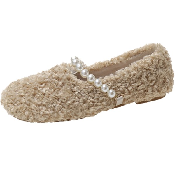 画像1: pearl fur flat pumps　パールフラットファーパンプス (1)