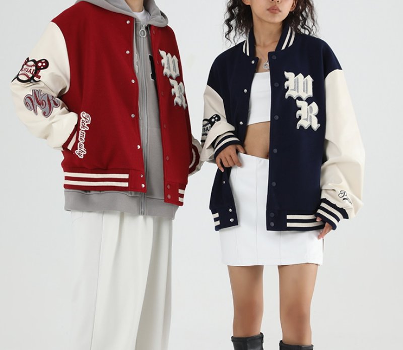 画像13: PCMY "WR" Mr. Rabbit College jacket baseball uniform jacket blouson ユニセッ クス男女兼用ラビット刺繍ベースボールカレッジジャケットスタジアムジャンパー スタジャン ジャケットブルゾン (13)