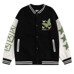 画像5: American butterfly jacket baseball uniform jacket blouson　ユニセッ クス男女兼用バタフライ蝶刺繍ジャケットスタジアムジャンパー スタジャン ジャケットブルゾン (5)