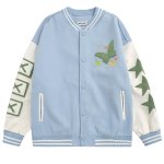 画像6: American butterfly jacket baseball uniform jacket blouson　ユニセッ クス男女兼用バタフライ蝶刺繍ジャケットスタジアムジャンパー スタジャン ジャケットブルゾン (6)