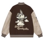 画像14: PCMY "WR" Mr. Rabbit College jacket baseball uniform jacket blouson　ユニセッ クス男女兼用ラビット刺繍ベースボールカレッジジャケットスタジアムジャンパー スタジャン ジャケットブルゾン (14)