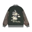 画像4: PCMY "WR" Mr. Rabbit College jacket baseball uniform jacket blouson　ユニセッ クス男女兼用ラビット刺繍ベースボールカレッジジャケットスタジアムジャンパー スタジャン ジャケットブルゾン (4)