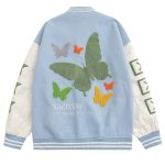画像3: American butterfly jacket baseball uniform jacket blouson　ユニセッ クス男女兼用バタフライ蝶刺繍ジャケットスタジアムジャンパー スタジャン ジャケットブルゾン (3)