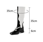 画像7: Woman's black and white color matching pearl tube boots　ブラック＆ホワイトカラーマッチングレザーパール付きロングブーツ (7)