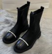 画像5: Woman's pearl Chelsea short boots　パール付きレザーアンクルブーツショートブーツ (5)