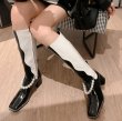 画像3: Woman's black and white color matching pearl tube boots　ブラック＆ホワイトカラーマッチングレザーパール付きロングブーツ (3)