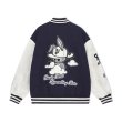 画像2: PCMY "WR" Mr. Rabbit College jacket baseball uniform jacket blouson　ユニセッ クス男女兼用ラビット刺繍ベースボールカレッジジャケットスタジアムジャンパー スタジャン ジャケットブルゾン (2)